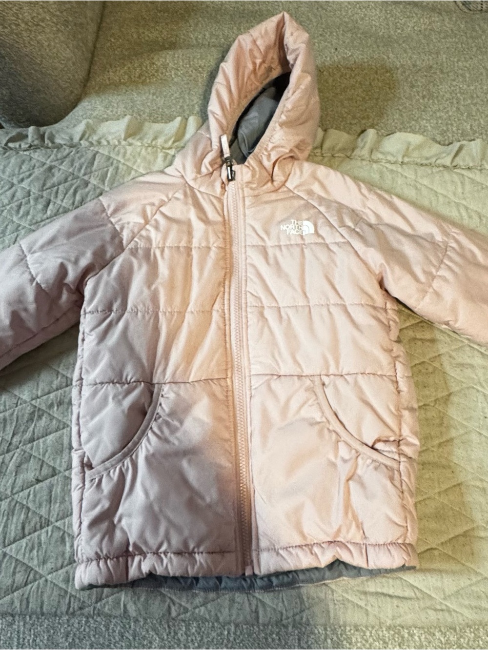The North Face Kids Light Pink Hooded Puffer Jacket